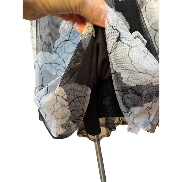 Y2K Mesh Tulle Floral Beaded Fit & Flare Tea Length Cocktail Dress Wedding - Picture 6 of 9